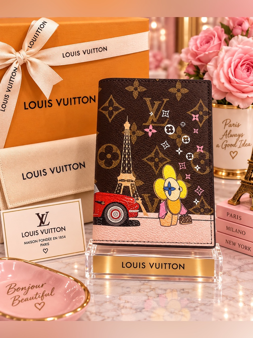 Paris Eiffel Tower Monogram Passport Holder